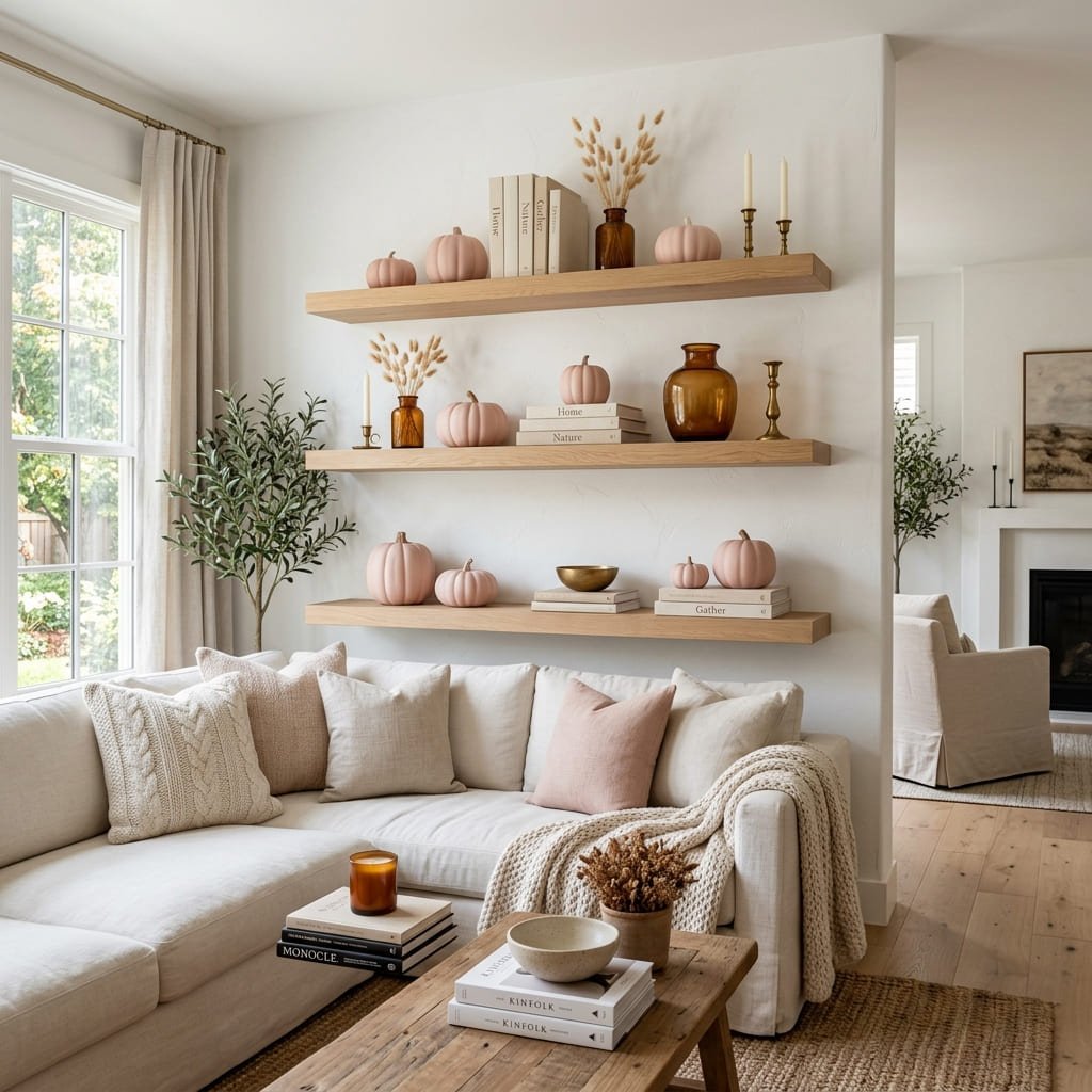 Pink-fall-floating-shelf-decor