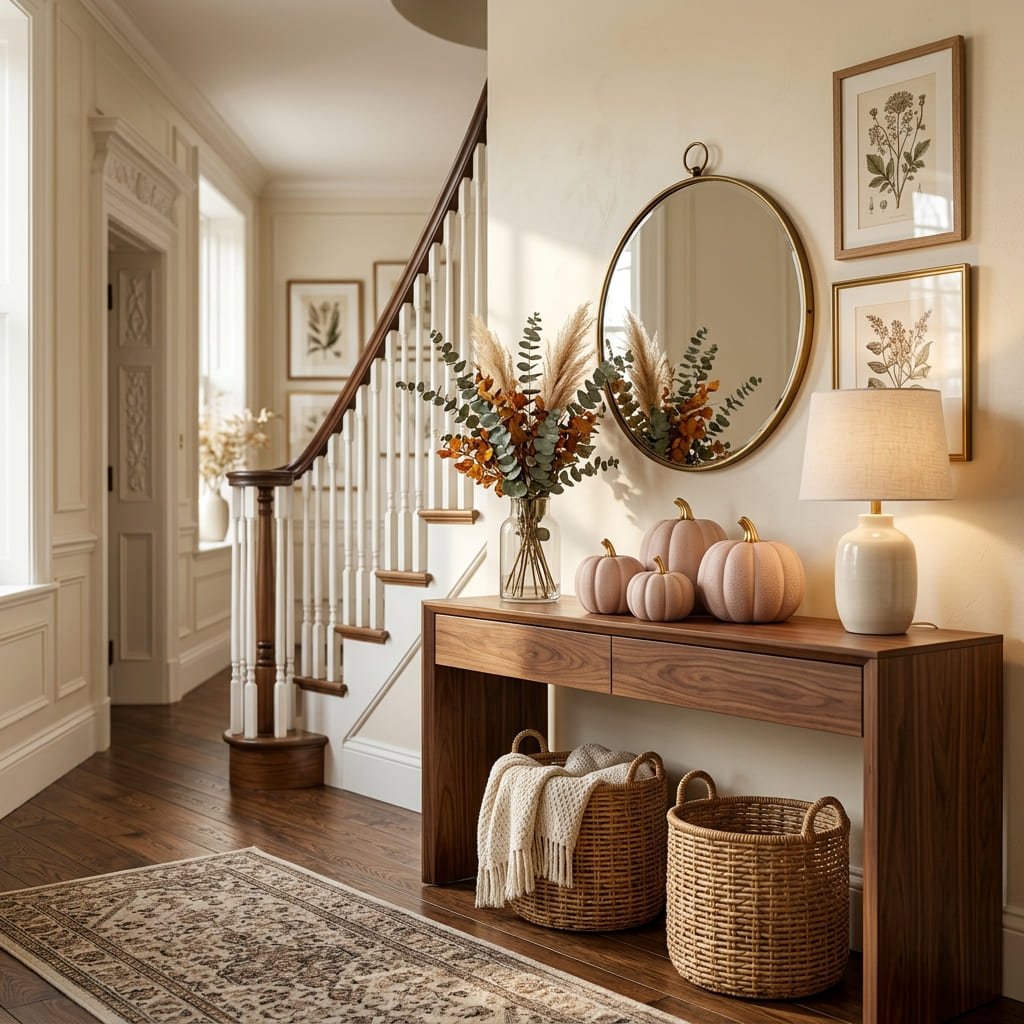 Pink-fall-hallway-console-decor