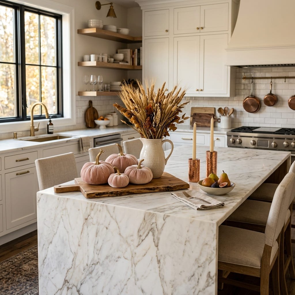 Pink-fall-kitchen-island-decor