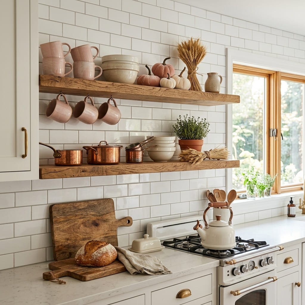 Pink-fall-kitchen-shelf-decor