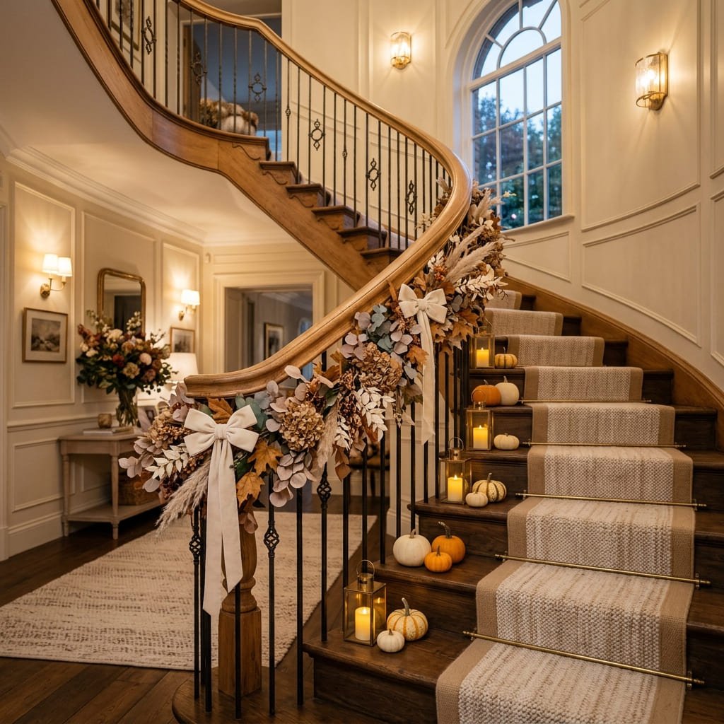 Pink-fall-staircase-decor