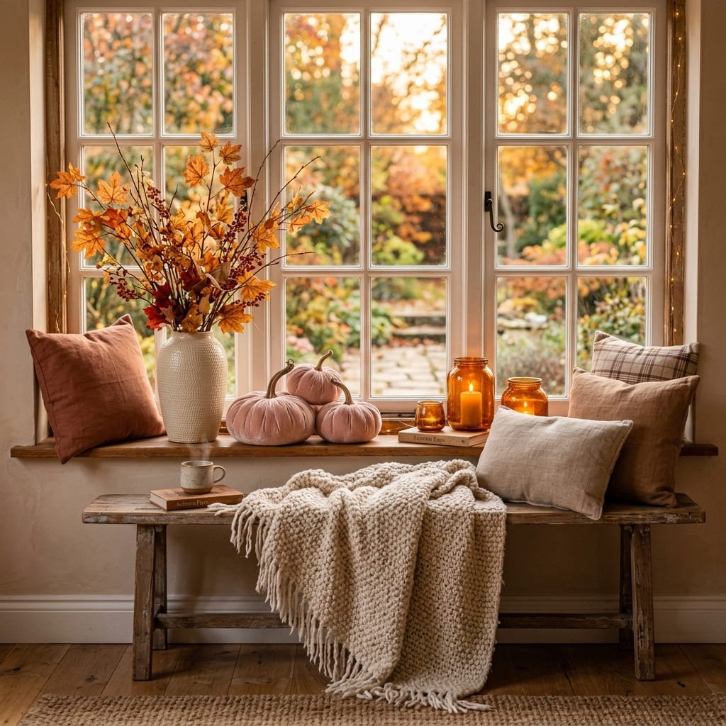 Pink-fall-window-decor