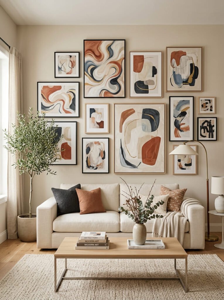 abstract-art-gallery-wall-for-a-bold-statement