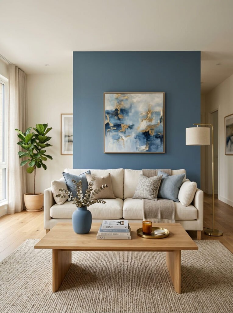 blue-accent-wall-with-neutral-furniture