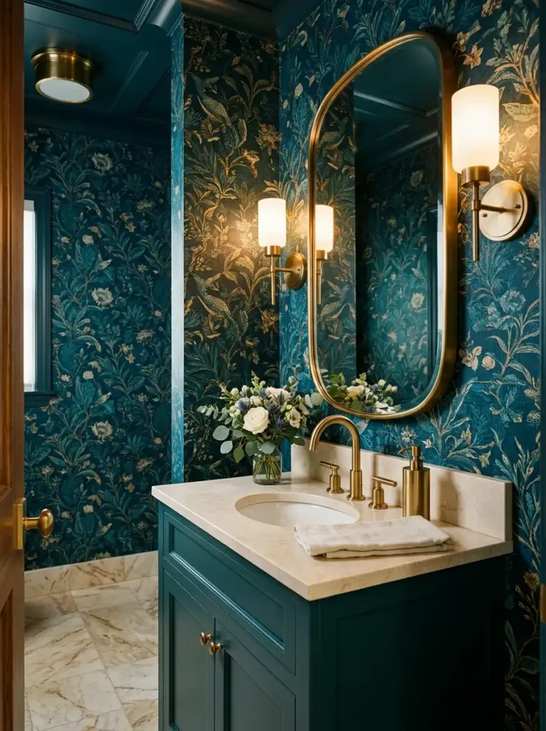 blue-and-brass-powder-room-for-dramatic-style
