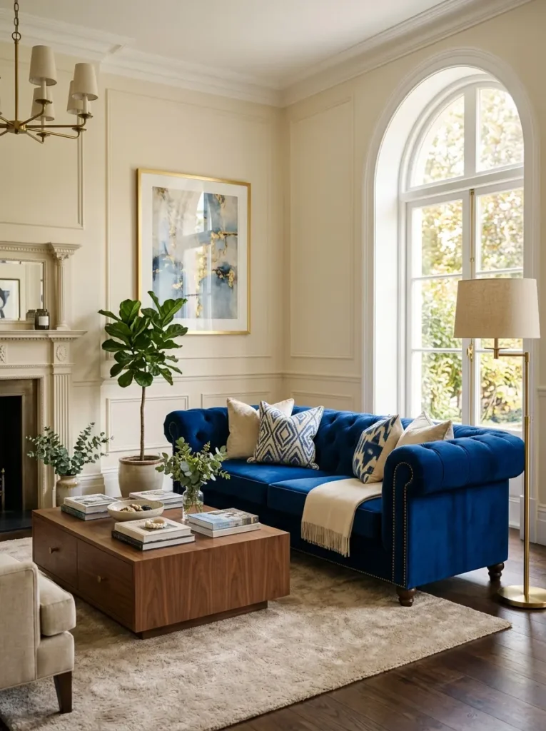 blue-velvet-living-room-for-a-luxe-look
