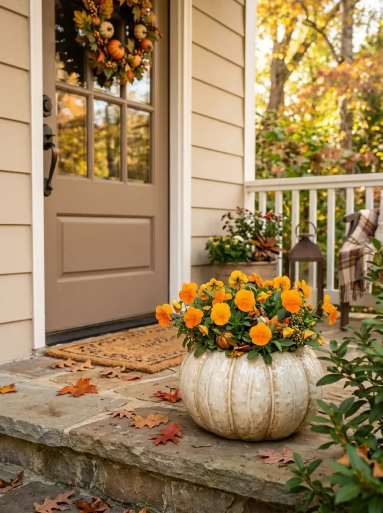 ceramic-pumpkin-planter-with-pansies