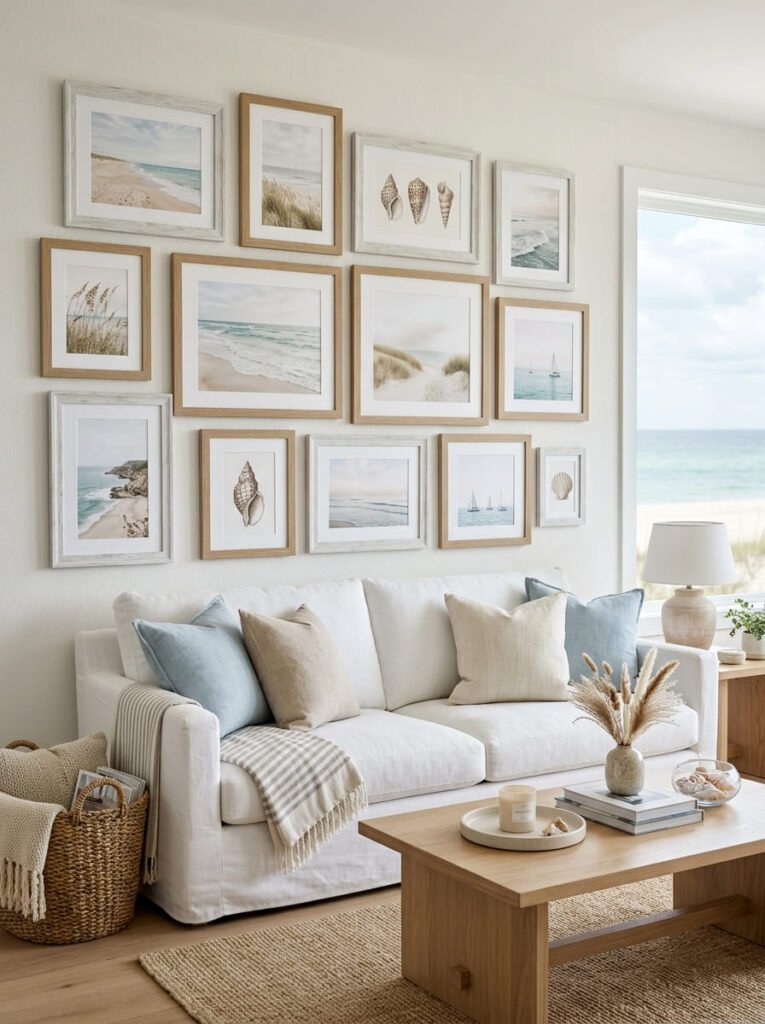 coastal-inspired-gallery-wall-for-a-breezy-feel