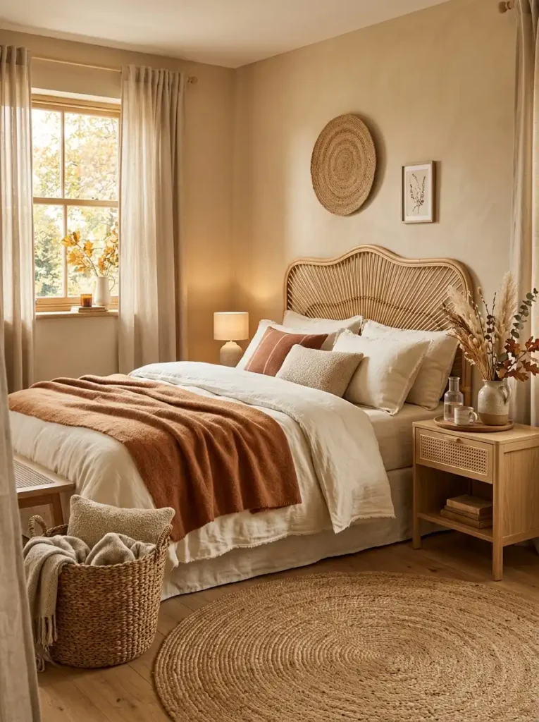 fall-bedroom-with-woven-natural-textures