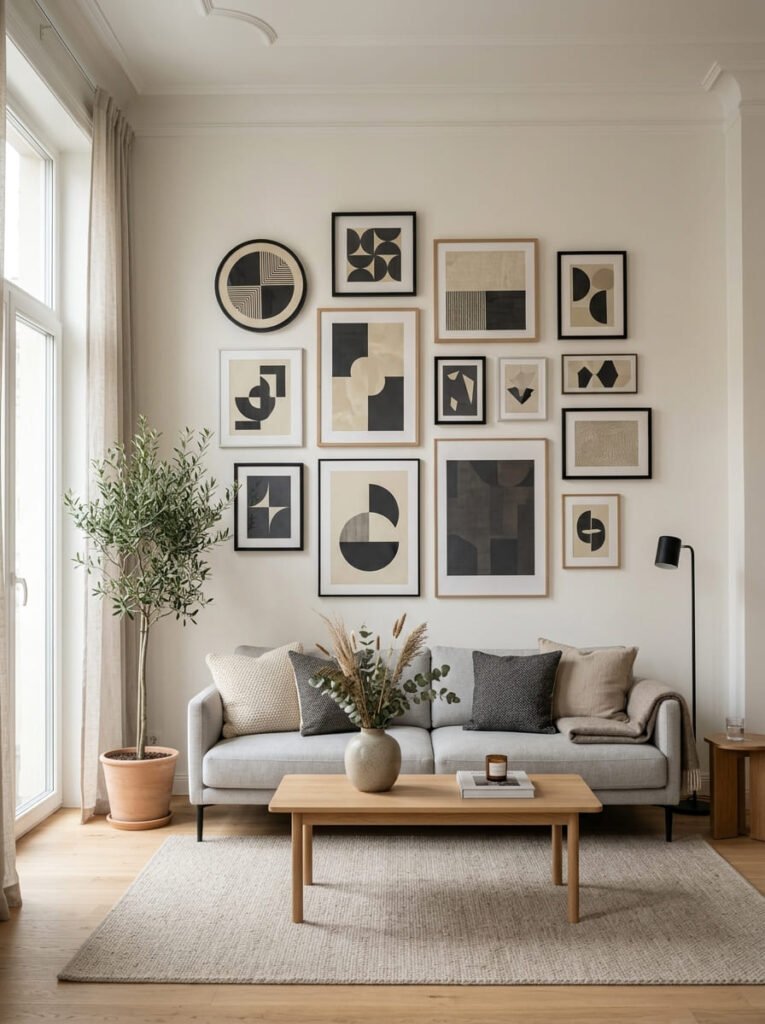 geometric-gallery-wall-for-a-contemporary-edge