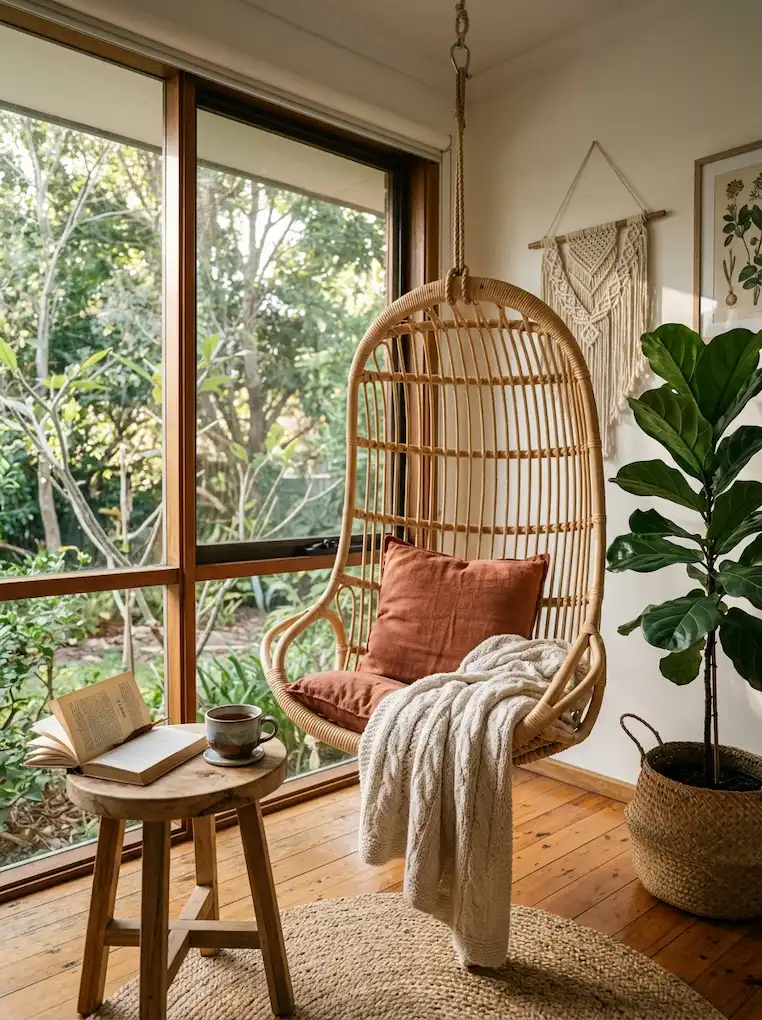 hanging-rattan-chair-reading-corner