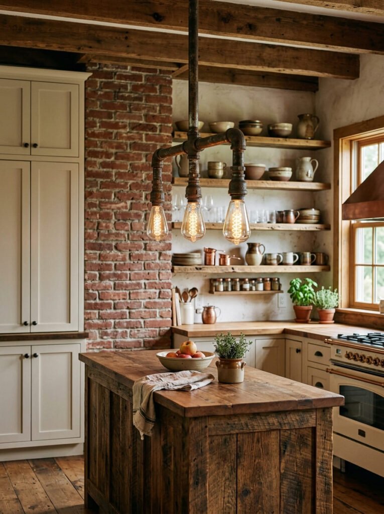 industrial-pipe-pendant-for-a-rustic-kitchen