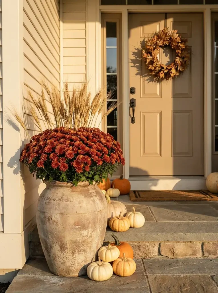 layered-mum-and-mini-pumpkin-planter
