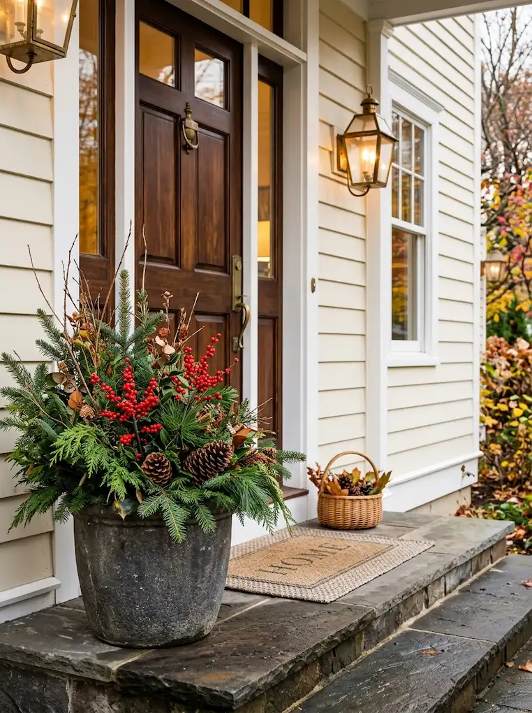 red-berry-and-evergreen-fall-planter