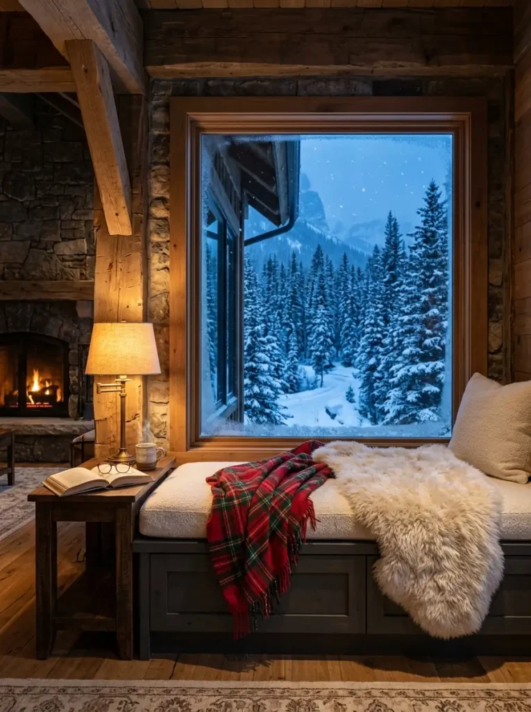 winter-cabin-window-reading-corner
